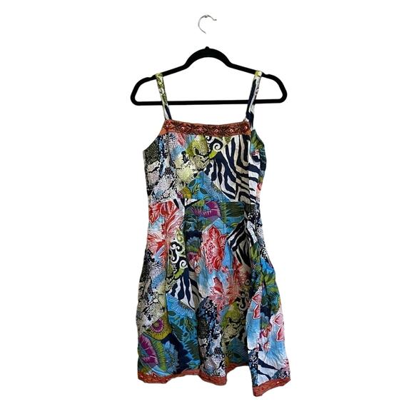 Chaudry KE S mini dress bohemian 100% cotton zebra floral snakeskin - Picture 1 of 9